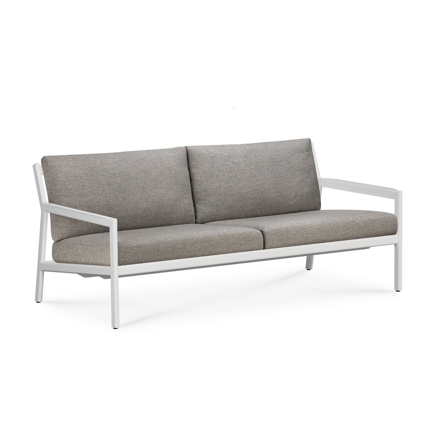 Jack-outdoor-sofa-aluminium-white-Mocha-fabric-2-seater-front-cut-Goode-Studio