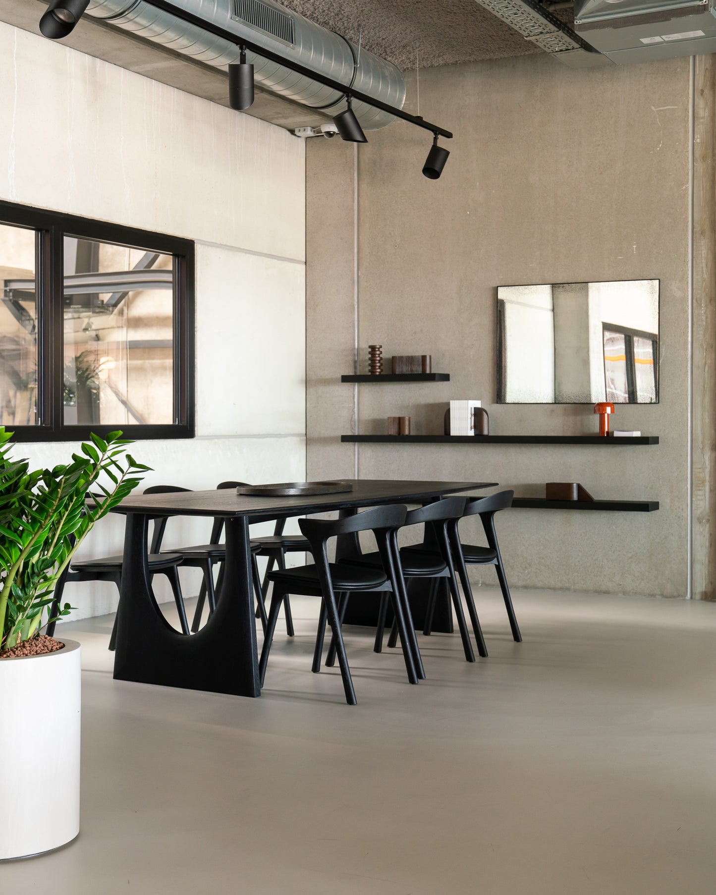Black brushed oak Geometric dining table modern dining room furniture
